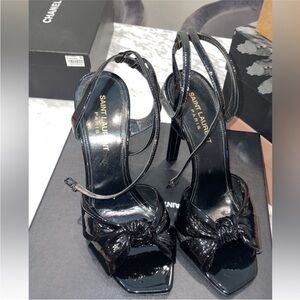 Saint Laurent Glossy Black Bow Heels